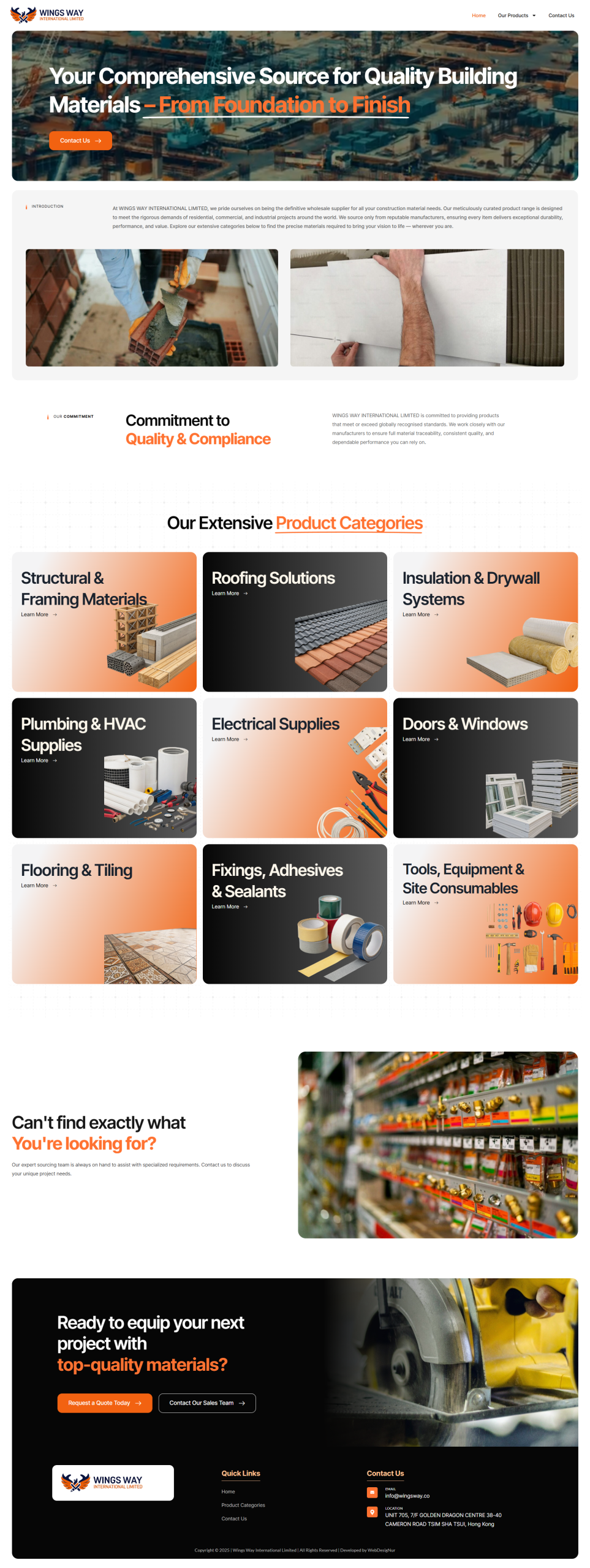 Wings Way International – A Construction Metarial Providers Website